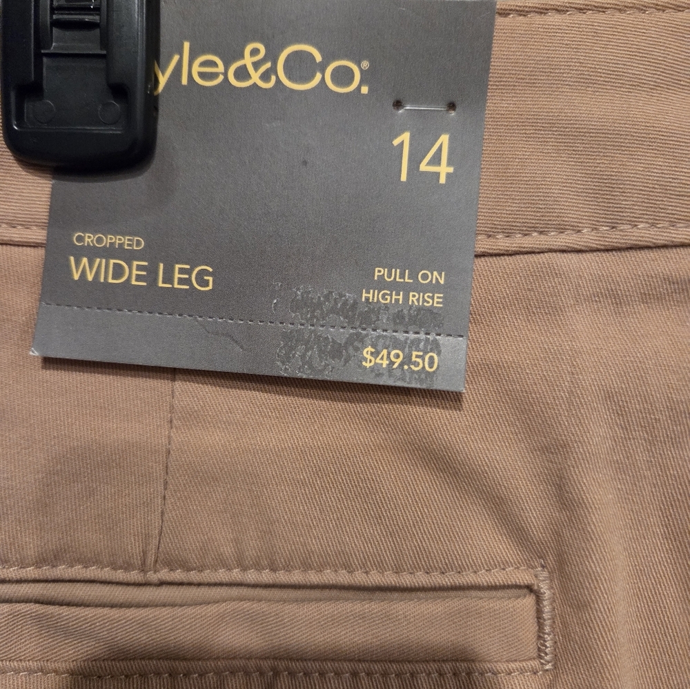 STYLE & CO WOMEN'S CROPPED WIDE LEG PANTS IN NATURAL CAMEL SZ 14 & 16 NWT - Picture 5 of 9